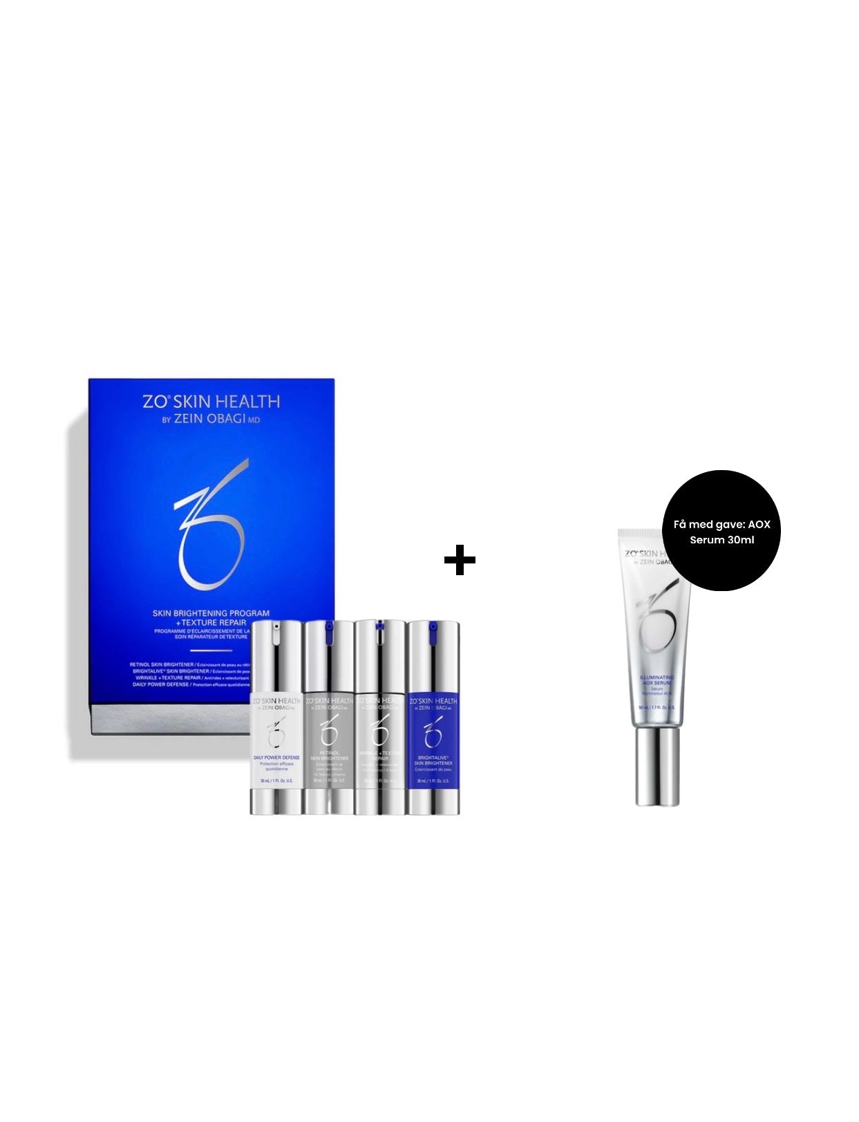 ZO Skin Health Brightening Program + Texture Kit få med AOX Serum i 30 ml i gave Hudpleierutine