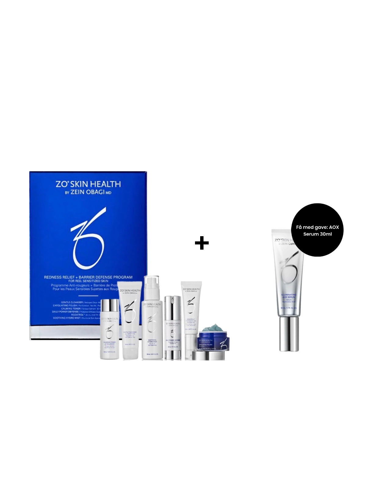 ZO Skin Health Redness Relief + Barrier Defense Program Få med gave: AOX Serum 30ml Hudpleierutine