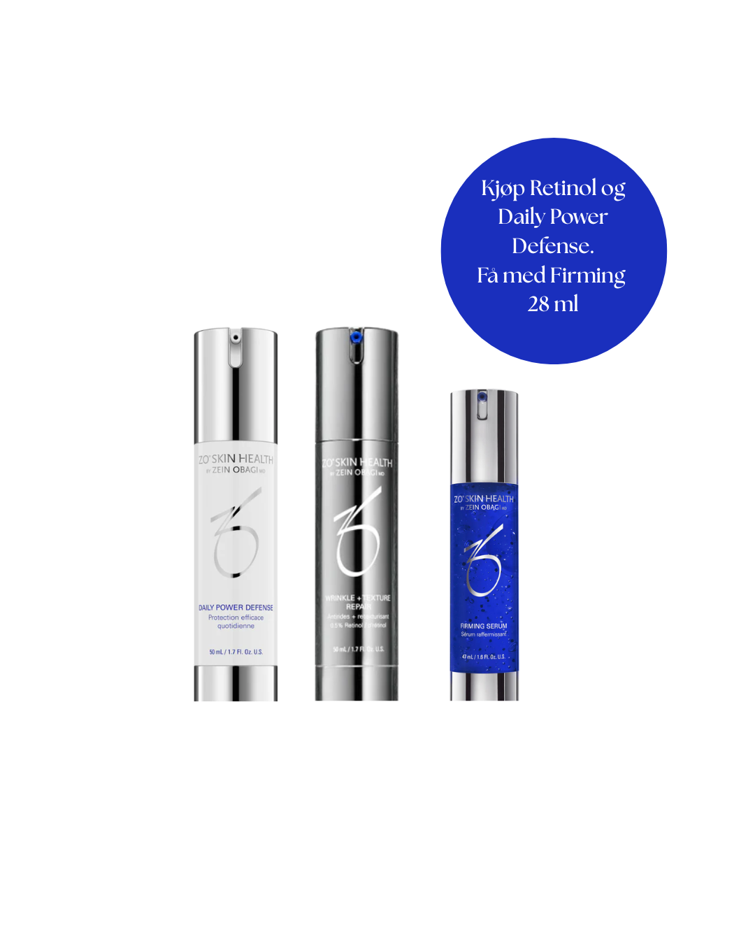 ZO Skin Health Wrinkle + Texture Repair og Daily Power Defense, få Firming Serum 28ml, kampanje